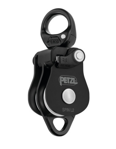 Poulie double RàB à flasque ouvrante avec émerillon - SPIN L2 - PETZL®