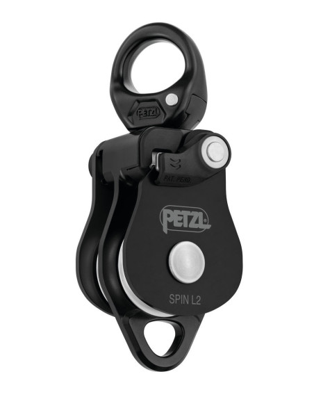 Poulie double RàB à flasque ouvrante avec émerillon - SPIN L2 - PETZL®