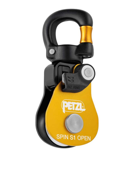 Poulie simple RàB à flasque ouvrante avec émerillon ouvrable - SPIN S1 OPEN - PETZL®