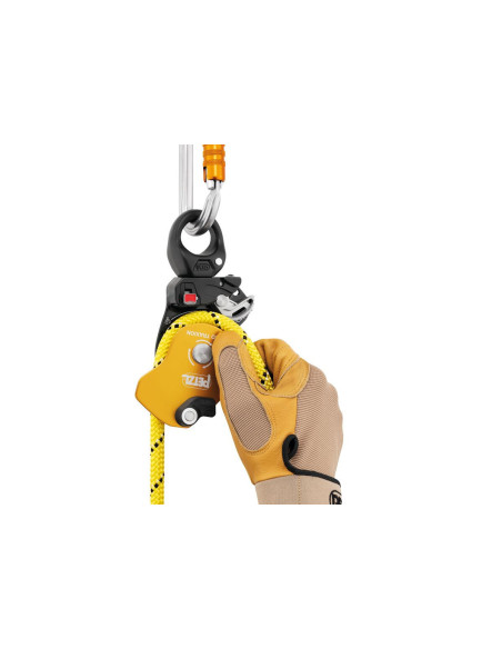 Poulie-bloqueur imperdable haut rendement avec émerillon - PRO TRAXION - PETZL®