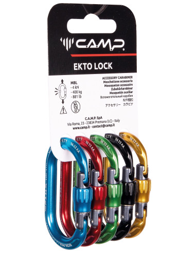 Mousqueton alu porte matériel à vis 4 kN - pack de 5 - EKTO LOCK - CAMP®