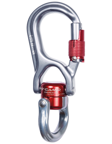 Mousqueton alu en poire triple action avec émerillon - ENIGMA 3LOCK - CAMP®