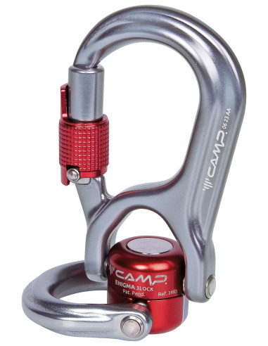 Mousqueton alu en poire triple action avec émerillon - ENIGMA 3LOCK - CAMP®