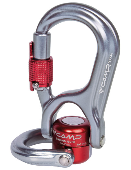 Mousqueton alu en poire triple action avec émerillon - ENIGMA 3LOCK - CAMP®