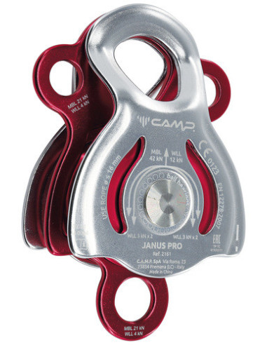 Poulie double RàB à flasques mobiles Prusik avec trois trous de connexion - JANUS PRO - CAMP®