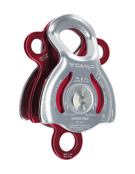 Poulie double RàB à flasques mobiles Prusik avec trois trous de connexion - JANUS PRO - CAMP®