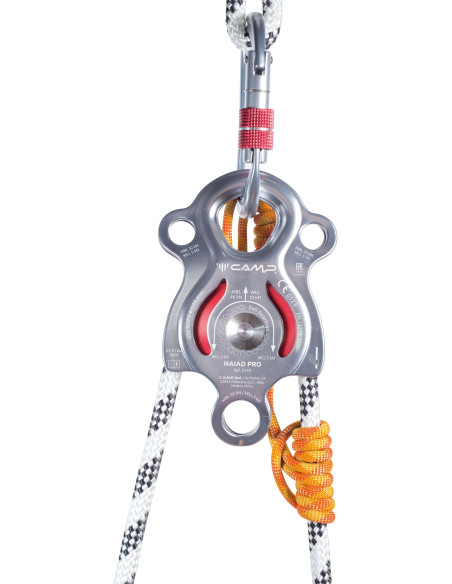 Poulie simple à flasques mobiles Prusik avec trois trous de connexion et un point d’attache supplémentaire - NAIAD - CAMP®
