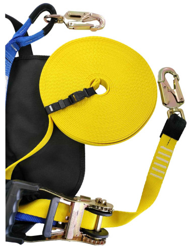 Ligne de vie temporaire horizontale en sangle pour 3 utilisateurs, 2 snaphooks avec émerillon - LIFELINE - L'EEKHOORN®