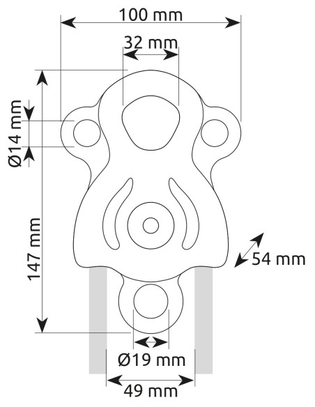 Poulie double à flasques mobiles Prusik avec trois trous de connexion et un point d’attache supplémentaire - JANUS - CAMP®