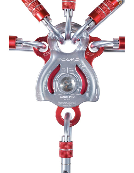 Poulie double à flasques mobiles Prusik avec trois trous de connexion et un point d’attache supplémentaire - JANUS - CAMP®