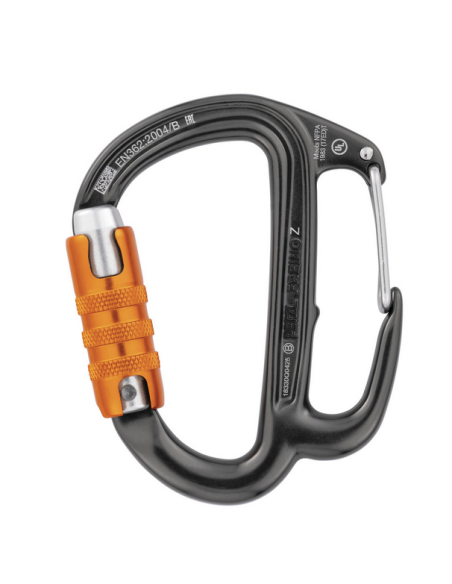 Mousqueton avec ergot de freinage, alu en D triple action - FREINO Z - PETZL®