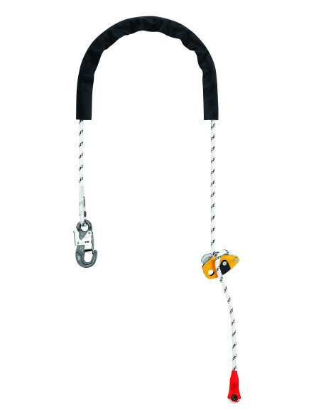 Longe de maintien au travail réglable avec poignée et connecteur snaphook - GRILLON HOOK - PETZL®