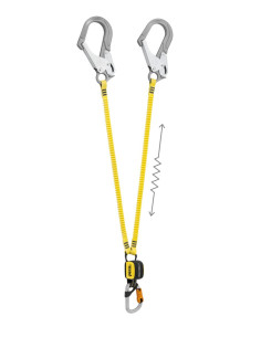 Longe double élastiquée 150 cm avec absorbeur, mousqueton Bm'D et MGO acier version INT - ABSORBICA-Y FLEX MGO - PETZL®