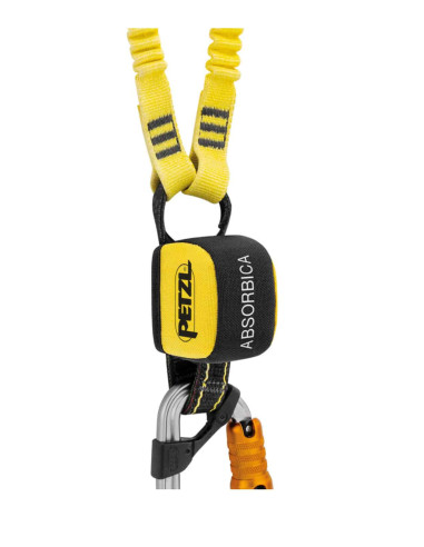 Longe double élastiquée 150 cm avec absorbeur, mousqueton Bm'D et MGO acier version INT - ABSORBICA-Y FLEX MGO - PETZL®