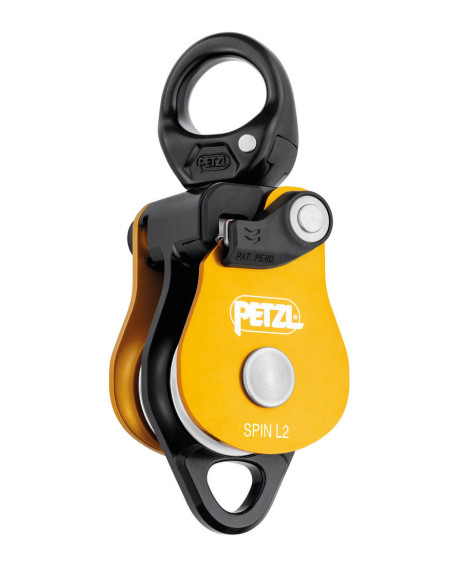 Poulie double RàB à flasque ouvrante avec émerillon - SPIN L2 - PETZL®